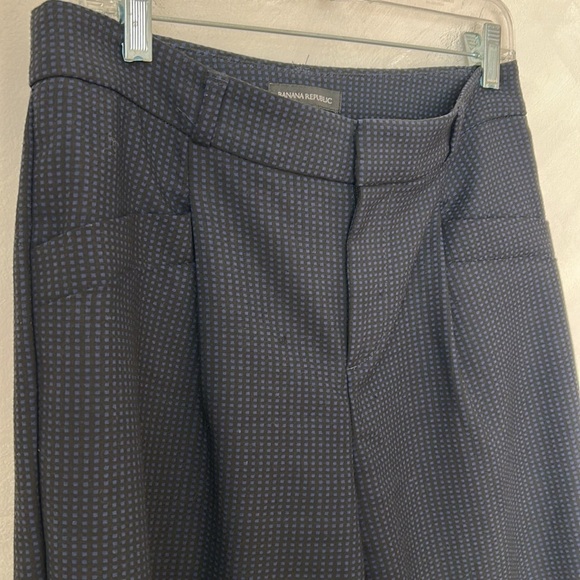 Banana Republic Pants Straight Drape High Rise Tapered Dotted Black Navy 4 - Picture 2 of 9